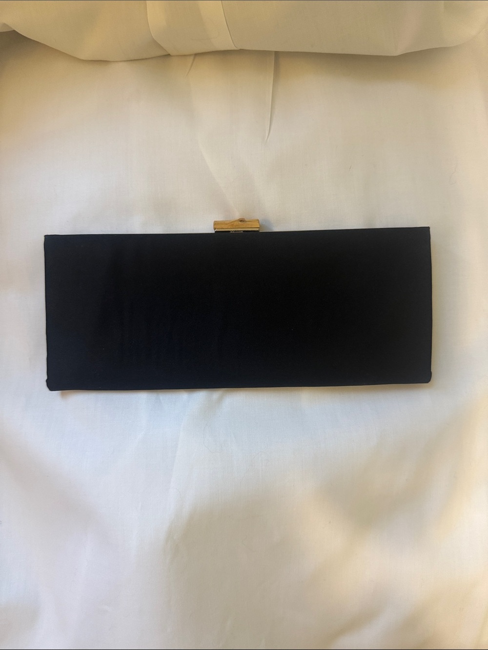 Banana Republic Black Satin Clutch with Wooden Clasp
